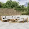 Image de vidaXL Salon de jardin 11 pcs avec coussins gris clair bambou