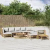 Image de vidaXL Salon de jardin 12 pcs avec coussins gris clair bambou