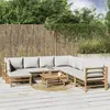 Image de vidaXL Salon de jardin 9 pcs avec coussins gris clair bambou