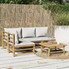 Image de vidaXL Salon de jardin 5 pcs avec coussins gris clair bambou