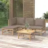 Image de vidaXL Salon de jardin 5 pcs avec coussins taupe bambou