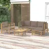 Image de vidaXL Salon de jardin 6 pcs avec coussins taupe bambou