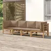 Image de vidaXL Salon de jardin 4 pcs avec coussins taupe bambou
