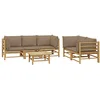 Image de vidaXL Salon de jardin 5 pcs avec coussins taupe bambou