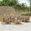 Image de vidaXL Salon de jardin 7 pcs avec coussins taupe bambou