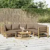 Image de vidaXL Salon de jardin 8 pcs avec coussins taupe bambou