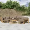 Image de vidaXL Salon de jardin 11 pcs avec coussins taupe bambou