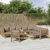 Image de vidaXL Salon de jardin 12 pcs avec coussins taupe bambou