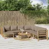 Image de vidaXL Salon de jardin 9 pcs avec coussins taupe bambou