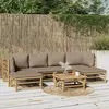 Image de vidaXL Salon de jardin 7 pcs avec coussins taupe bambou