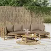 Image de vidaXL Salon de jardin 6 pcs avec coussins taupe bambou