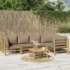 Image de vidaXL Salon de jardin 6 pcs avec coussins taupe bambou