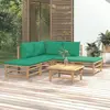 Image de vidaXL Salon de jardin 6 pcs avec coussins vert bambou