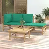 Image de vidaXL Salon de jardin 4 pcs avec coussins vert bambou