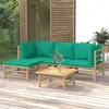 Image de vidaXL Salon de jardin 5 pcs avec coussins vert bambou