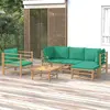 Image de vidaXL Salon de jardin 6 pcs avec coussins vert bambou