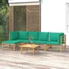 Image de vidaXL Salon de jardin 6 pcs avec coussins vert bambou