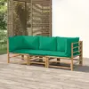 Image de vidaXL Salon de jardin 3 pcs avec coussins vert bambou