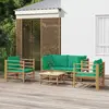 Image de vidaXL Salon de jardin 5 pcs avec coussins vert bambou