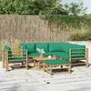 Image de vidaXL Salon de jardin 8 pcs avec coussins vert bambou