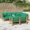 Image de vidaXL Salon de jardin 10 pcs avec coussins vert bambou