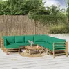 Image de vidaXL Salon de jardin 9 pcs avec coussins vert bambou