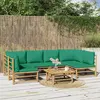 Image de vidaXL Salon de jardin 7 pcs avec coussins vert bambou