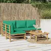 Image de vidaXL Salon de jardin 5 pcs avec coussins vert bambou