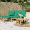 Image de vidaXL Salon de jardin 3 pcs avec coussins vert bambou