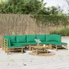 Image de vidaXL Salon de jardin 8 pcs avec coussins vert bambou