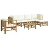 Image de vidaXL Salon de jardin 7 pcs avec coussins blanc crème bambou