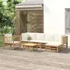 Image de vidaXL Salon de jardin 7 pcs avec coussins blanc crème bambou