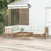 Image de vidaXL Salon de jardin 8 pcs avec coussins blanc crème bambou