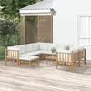 Image de vidaXL Salon de jardin 10 pcs avec coussins blanc crème bambou