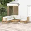 Image de vidaXL Salon de jardin 9 pcs avec coussins blanc crème bambou