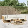 Image de vidaXL Salon de jardin 7 pcs avec coussins blanc crème bambou