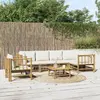 Image de vidaXL Salon de jardin 7 pcs avec coussins blanc crème bambou
