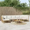 Image de vidaXL Salon de jardin 8 pcs avec coussins blanc crème bambou