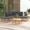 Image de vidaXL Salon de jardin 6 pcs avec coussins gris foncé bambou