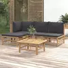 Image de vidaXL Salon de jardin 5 pcs avec coussins gris foncé bambou