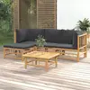 Image de vidaXL Salon de jardin 5 pcs avec coussins gris foncé bambou