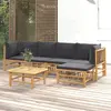 Image de vidaXL Salon de jardin 6 pcs avec coussins gris foncé bambou