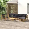 Image de vidaXL Salon de jardin 7 pcs avec coussins gris foncé bambou