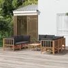 Image de vidaXL Salon de jardin 9 pcs avec coussins gris foncé bambou