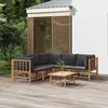 Image de vidaXL Salon de jardin 6 pcs avec coussins gris foncé bambou