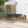 Image de vidaXL Salon de jardin 8 pcs avec coussins gris foncé bambou