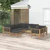 Image de vidaXL Salon de jardin 10 pcs avec coussins gris foncé bambou