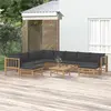 Image de vidaXL Salon de jardin 11 pcs avec coussins gris foncé bambou