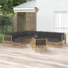 Image de vidaXL Salon de jardin 12 pcs avec coussins gris foncé bambou
