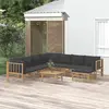 Image de vidaXL Salon de jardin 9 pcs avec coussins gris foncé bambou
